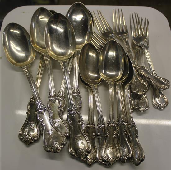 Silver dessert spoons & forks & set 6 silver servers